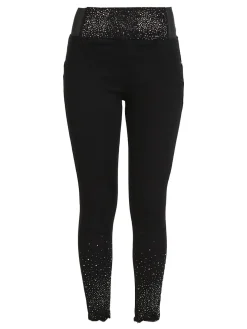 Ad'Oro Pantaloni donna push-up con borchie e finale sfrangiato