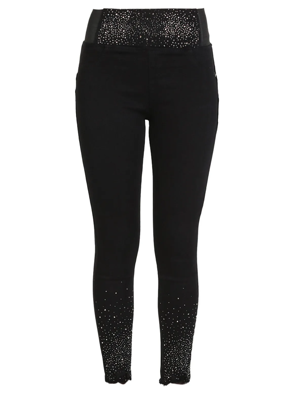 Ad'Oro Pantaloni donna push-up con borchie e finale sfrangiato