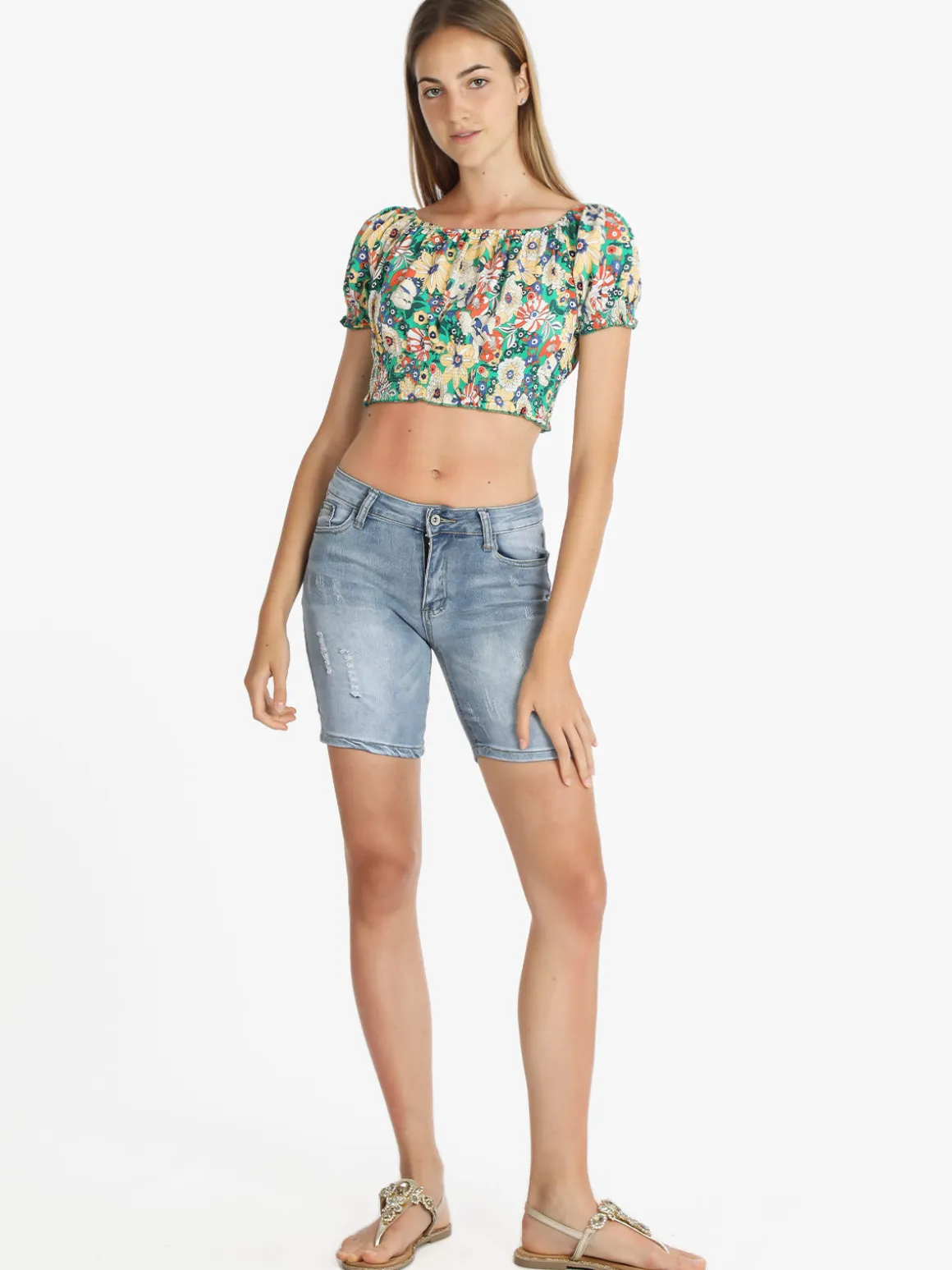 Airisa Top cropped floreale donna
