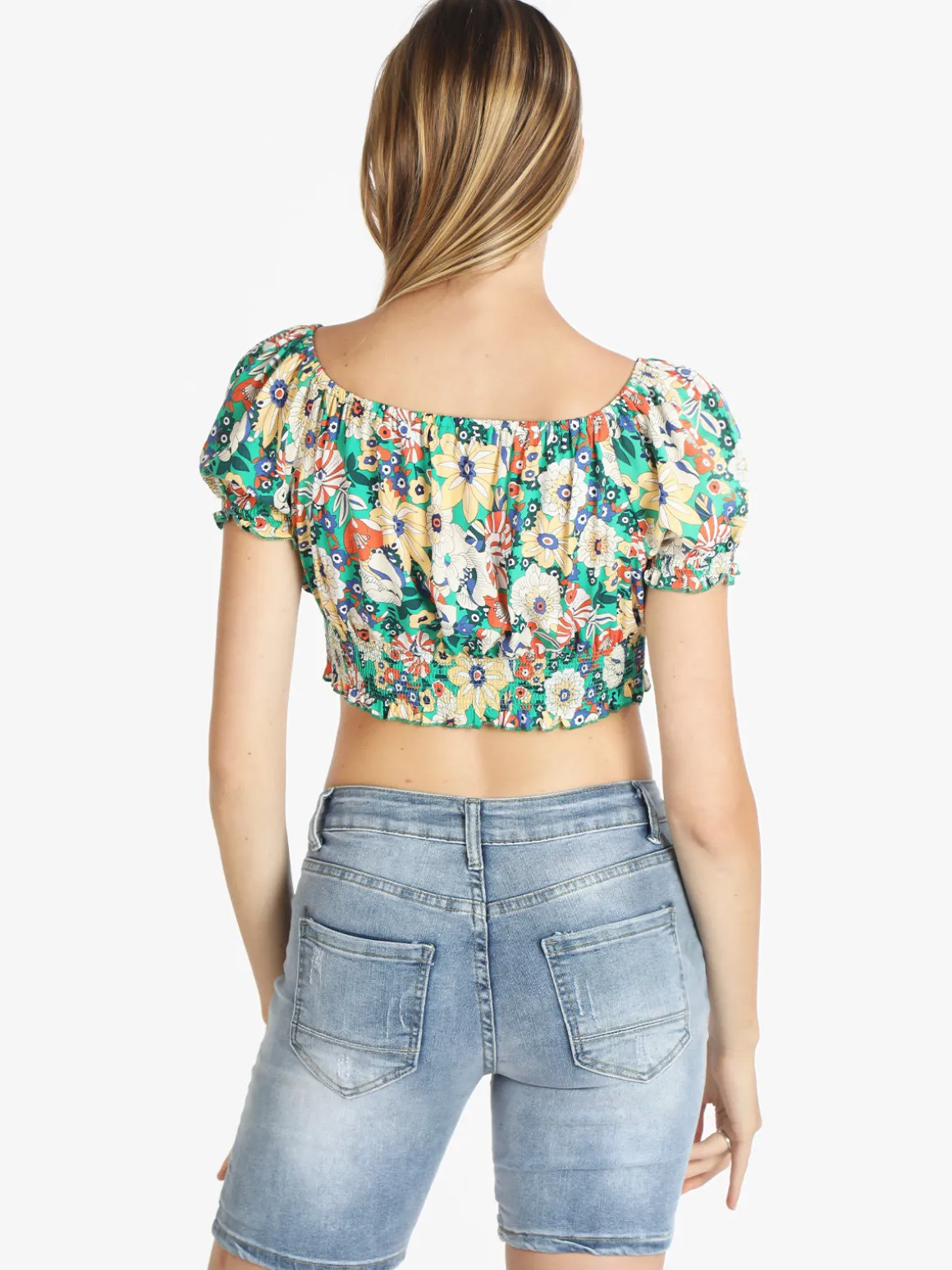 Airisa Top cropped floreale donna