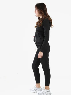 Aki Completo tuta da donna full zip con cappuccio e interno felpato - nero
