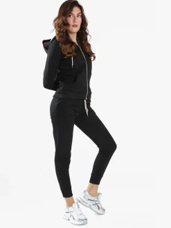 Aki Completo tuta da donna full zip con cappuccio e interno felpato - nero