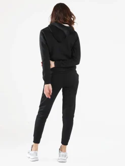 Aki Completo tuta da donna full zip con cappuccio e interno felpato - nero