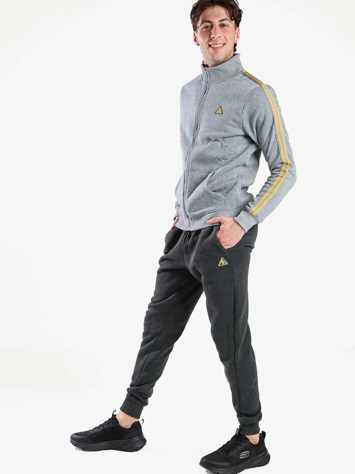 Aki Completo tuta da uomo con zip intera e interno felpato - grigio