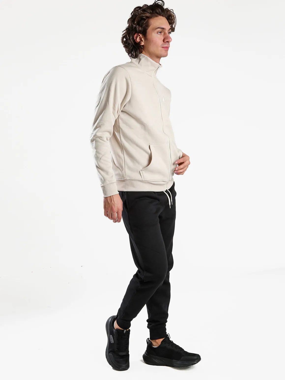 Aki Completo tuta da uomo felpato con zip intera - naturale