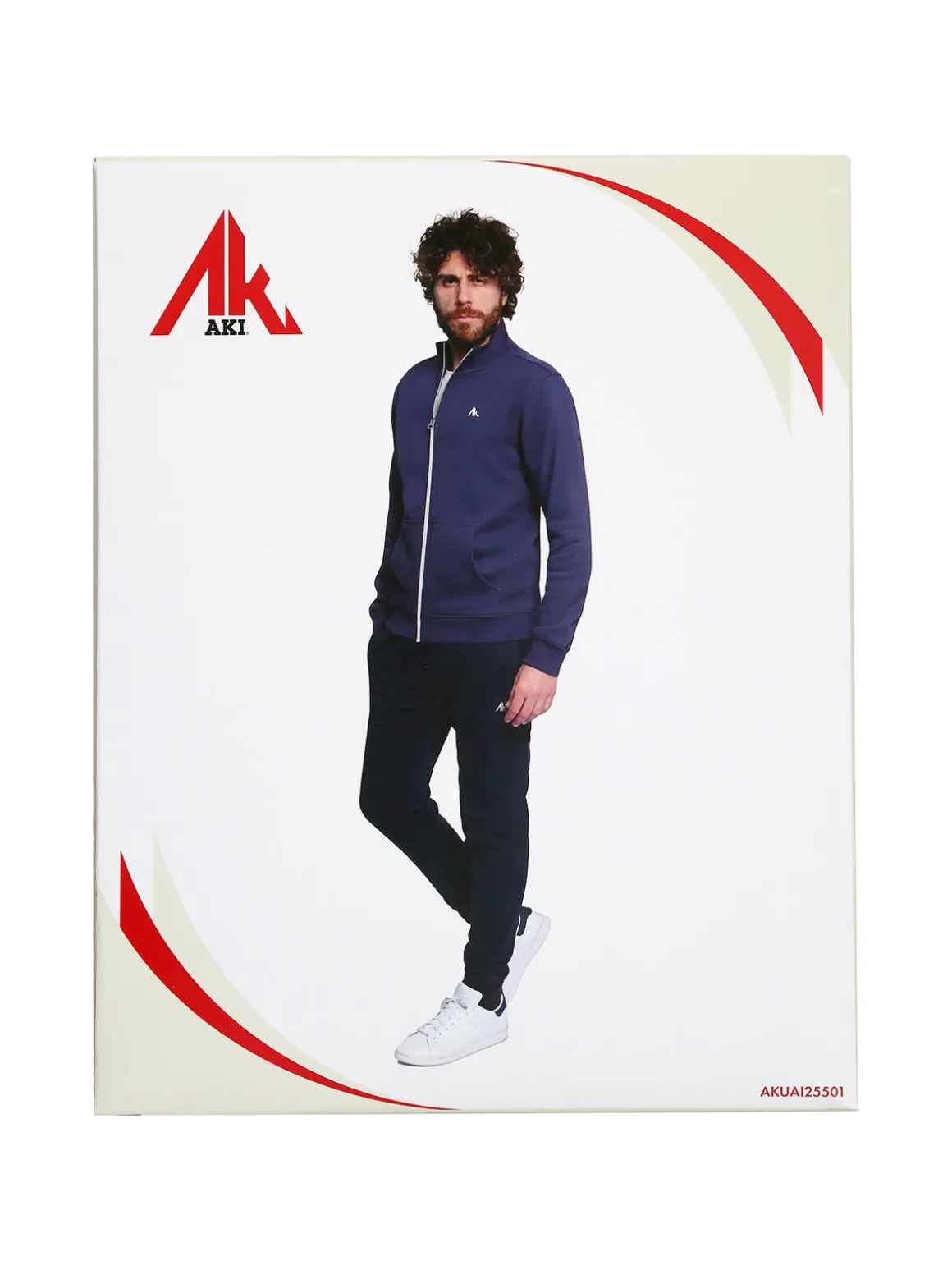 Aki Completo tuta da uomo felpato con zip intera - naturale