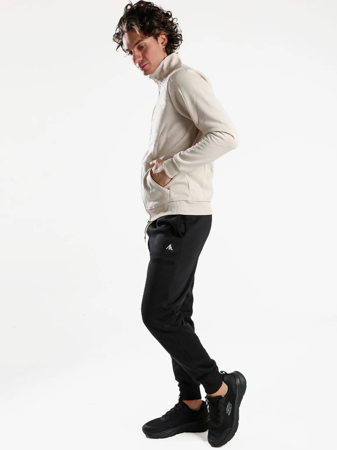 Aki Completo tuta da uomo felpato con zip intera - naturale