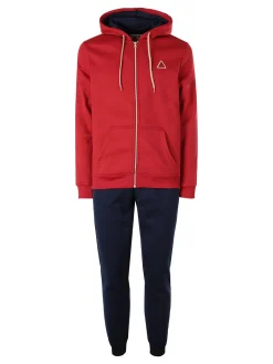 Aki Completo tuta da uomo full zip con cappuccio e interno felpato - rosso