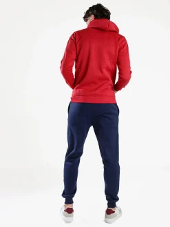 Aki Completo tuta da uomo full zip con cappuccio e interno felpato - rosso