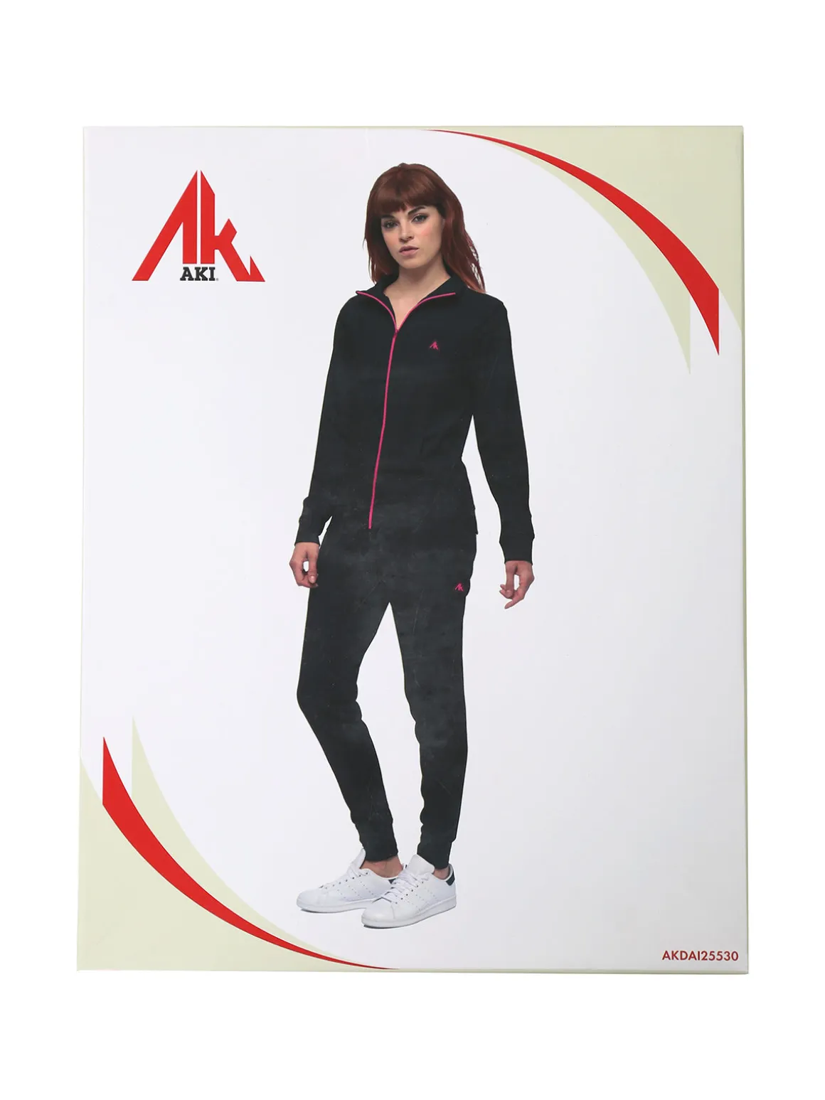 Aki Completo tuta donna 2 pezzi con zip intera e interno felpato - rosso