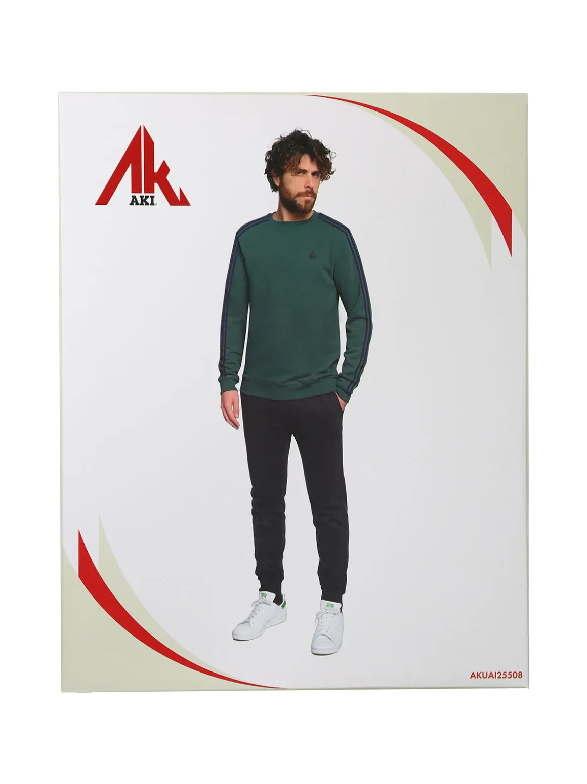 Aki Completo tuta girocollo da uomo con interno felpato - senape
