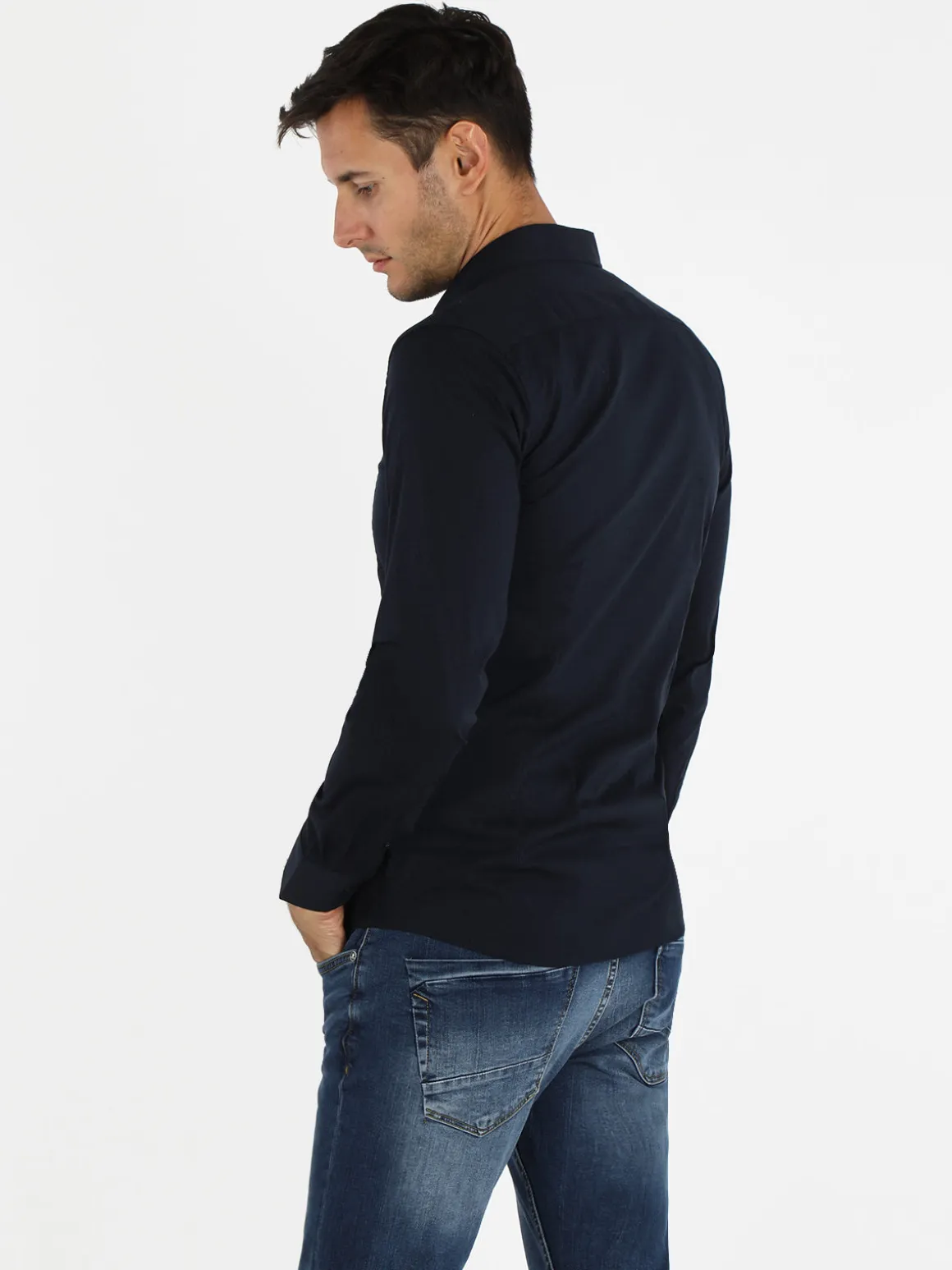 Akusawa Camicia uomo slim fit tinta unita