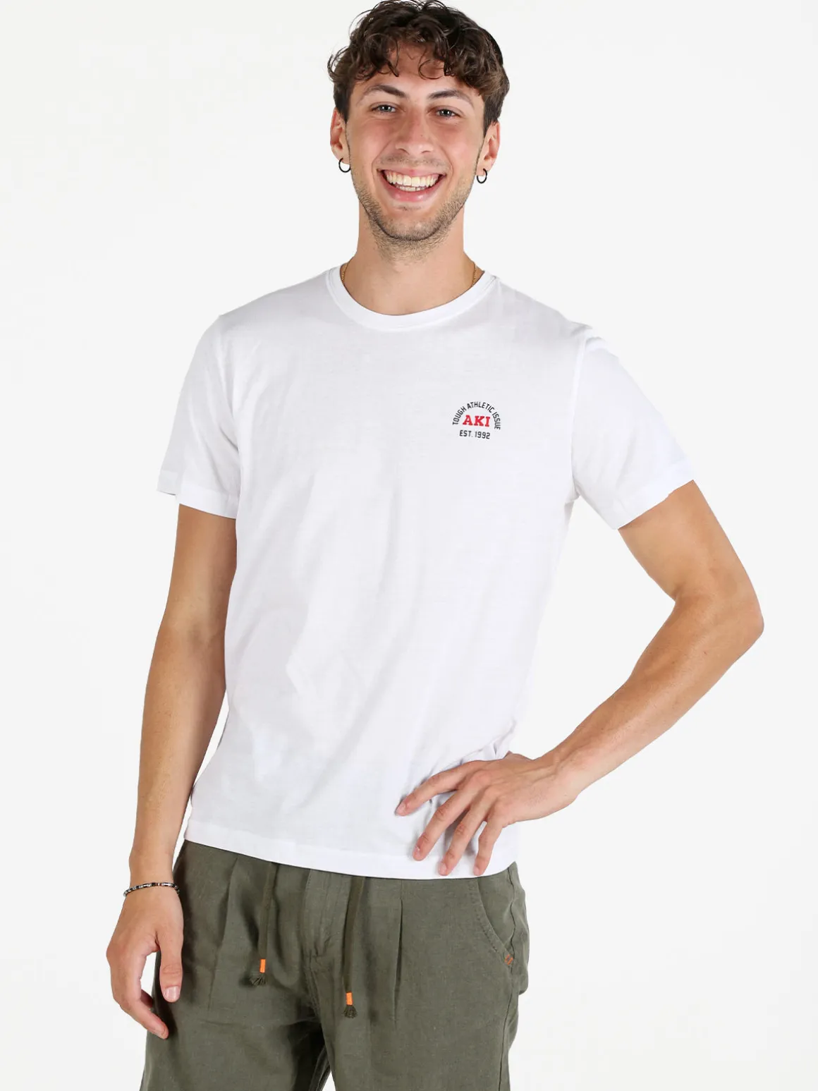 Aky T-shirt uomo girocollo in cotone - bianco