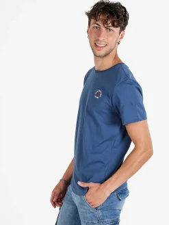 Aky T-shirt uomo in cotone tinta unita - blu