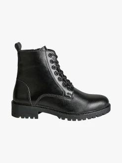 All-Pop Anfibi donna stringati in pelle con zip - nero