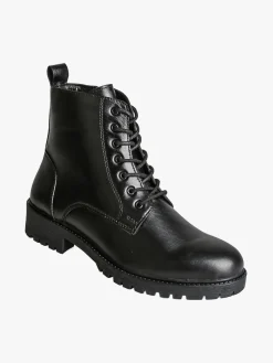 All-Pop Anfibi donna stringati in pelle con zip - nero