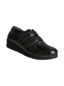 All-Pop Scarpe in pelle da donna con strappi e zeppa - nero