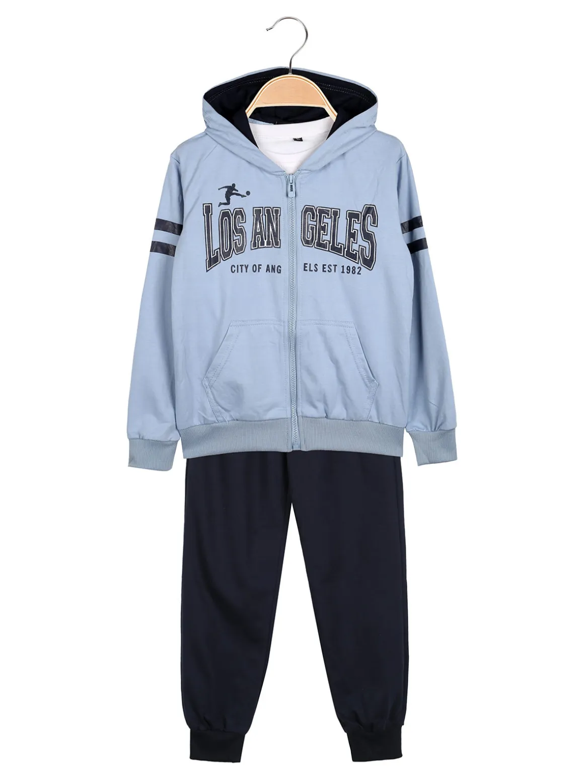 Alta Linea Completo tuta 3 pezzi da bambino con cappuccio e zip - blu