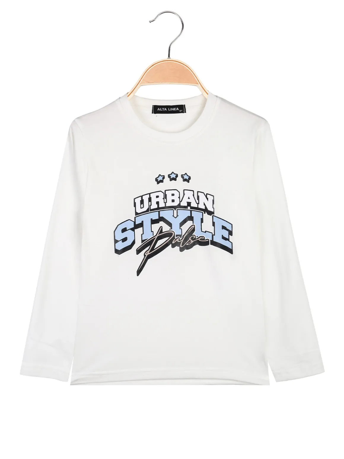 Alta Linea T-shirt da bambino a maniche lunghe con stampa - bianco