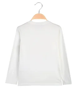Alta Linea T-shirt da bambino a maniche lunghe con stampa - bianco