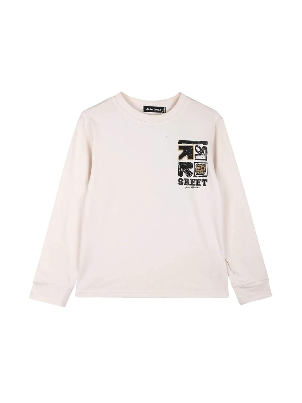 Alta Linea T-shirt maniche lunghe da bambino con stampa sul retro - beige