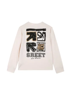 Alta Linea T-shirt maniche lunghe da bambino con stampa sul retro - beige