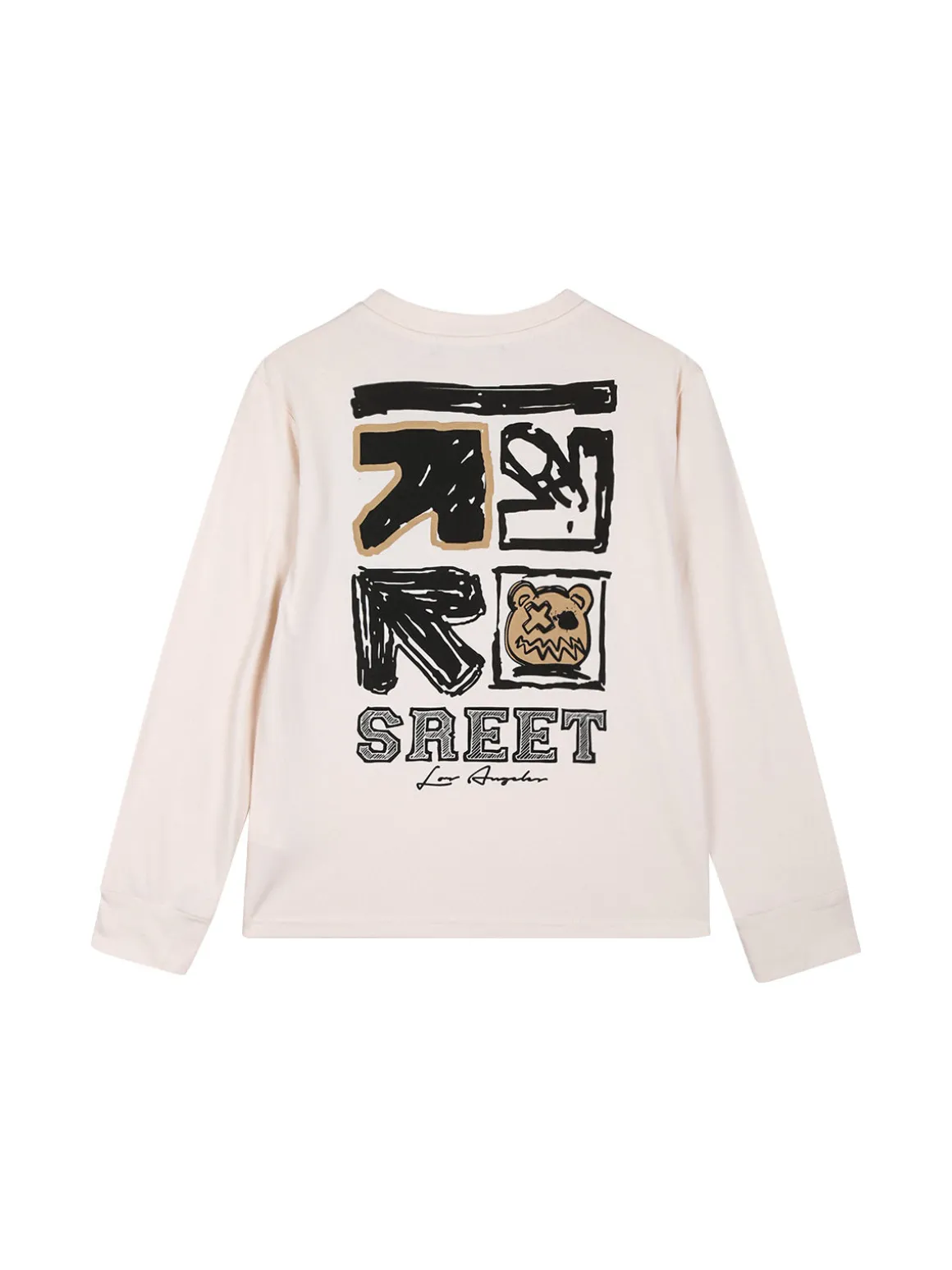 Alta Linea T-shirt maniche lunghe da bambino con stampa sul retro - beige