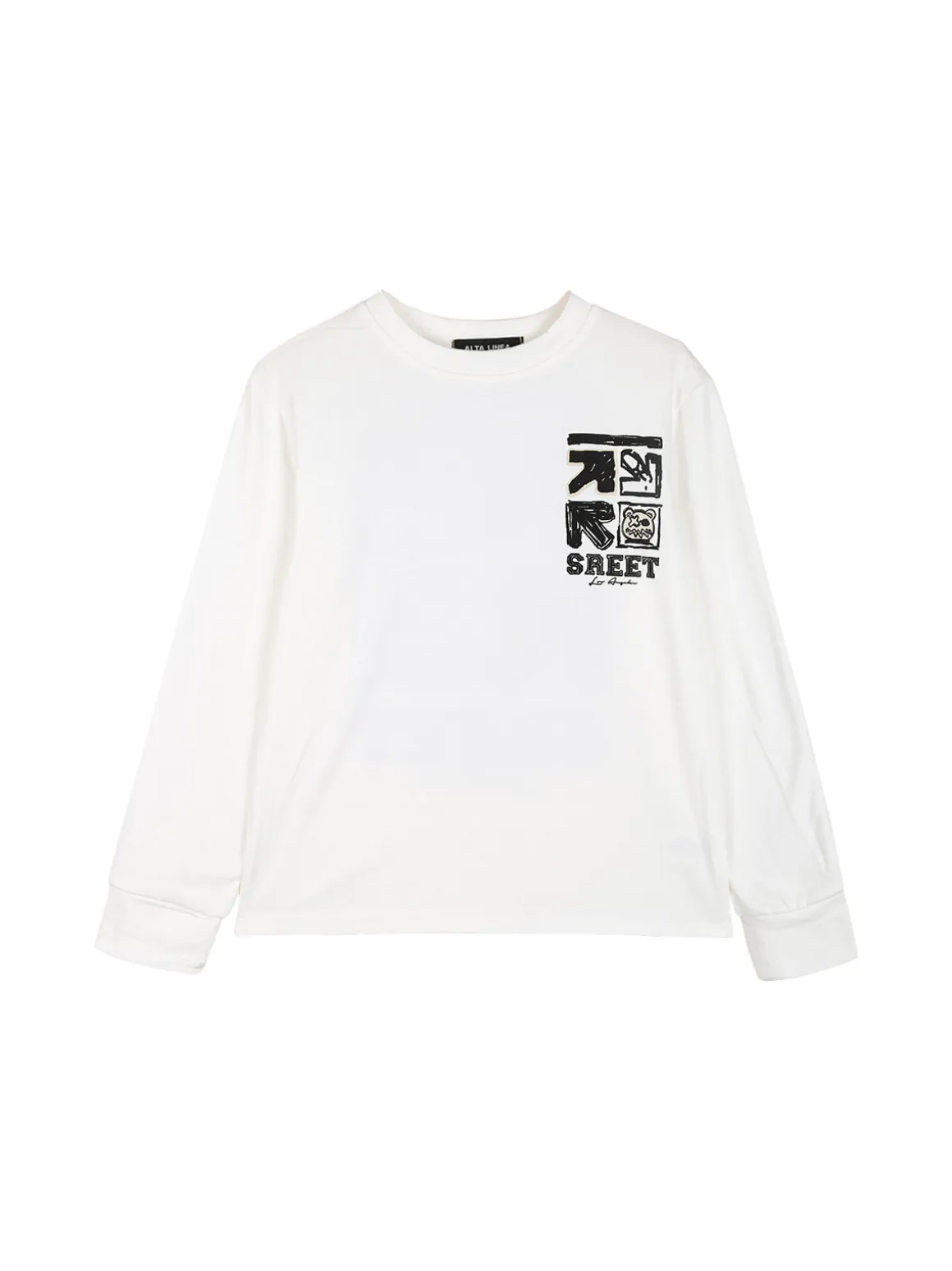 Alta Linea T-shirt maniche lunghe da bambino con stampa sul retro - bianco
