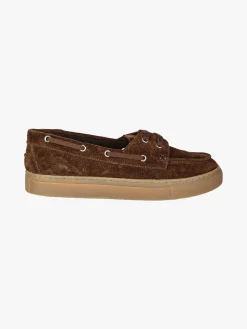 Amerigo Vespucci Mocassini donna in pelle scamosciata con lacci - marrone