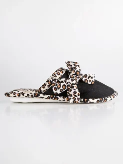 Amix Pantofole leopardate con fiocco
