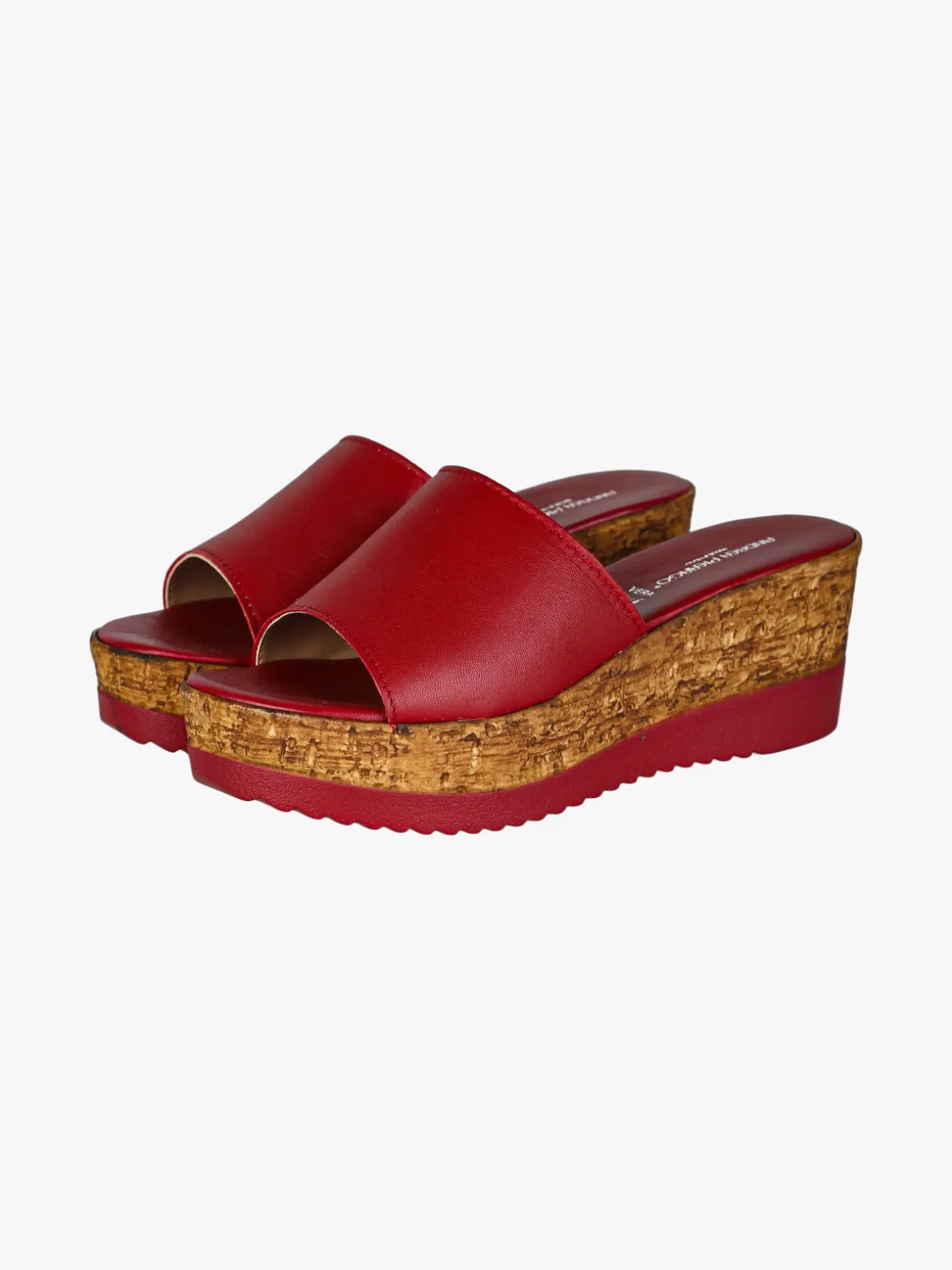 Andrea Pierago Ciabatte donna in pelle con zeppa e plateau - rosso
