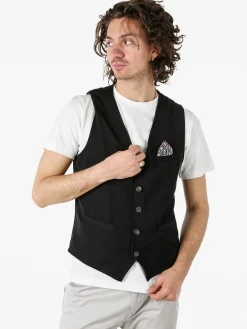 Andy Don B Gilet casual da uomo con bottoni - nero