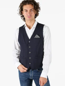 Andy Don B Gilet classico da uomo con bottoni - blu scuro