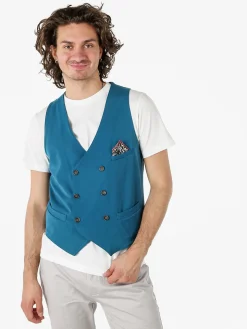 Andy Don B Gilet da uomo con chiusura a doppiopetto - ottanio
