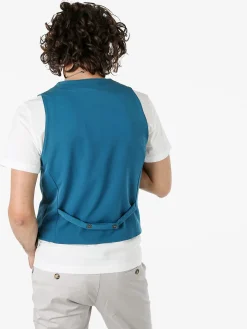 Andy Don B Gilet da uomo con chiusura a doppiopetto - ottanio