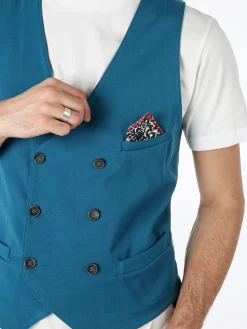 Andy Don B Gilet da uomo con chiusura a doppiopetto - ottanio