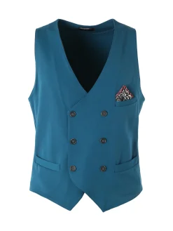 Andy Don B Gilet da uomo con chiusura a doppiopetto - ottanio