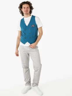 Andy Don B Gilet da uomo con chiusura a doppiopetto - ottanio