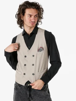 Andy Don B Gilet da uomo con chiusura a doppiopetto - beige
