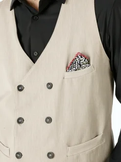 Andy Don B Gilet da uomo con chiusura a doppiopetto - beige