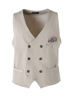Andy Don B Gilet da uomo con chiusura a doppiopetto - beige