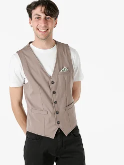 Andy Don B Gilet da uomo in tinta unita con bottoni - fango