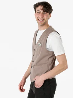 Andy Don B Gilet da uomo in tinta unita con bottoni - fango