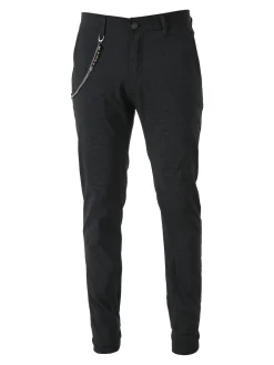 Andy Don B Pantaloni casual da uomo leggeri con stampa texture e dettaglio a catena - nero