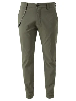 Andy Don B Pantaloni casual da uomo a quadri con dettaglio a catena - verde