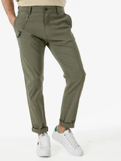 Andy Don B Pantaloni casual da uomo a quadri con dettaglio a catena - verde