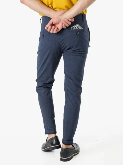 Andy Don B Pantaloni casual da uomo leggeri con stampa texture e dettaglio a catena - blu scuro