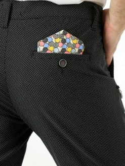 Andy Don B Pantaloni casual da uomo con stampa texture e dettaglio catena - nero
