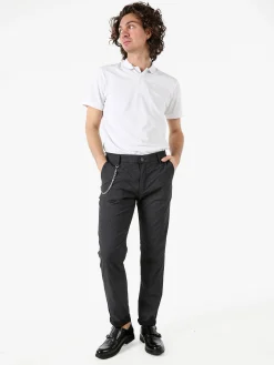 Andy Don B Pantaloni casual da uomo con stampa texture e dettaglio catena - nero