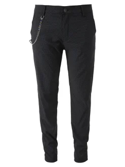 Andy Don B Pantaloni casual da uomo con stampa texture e dettaglio catena - nero